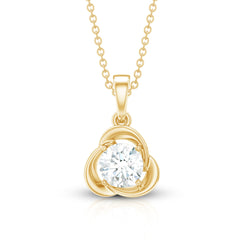 Round Shape Lab Grown Diamond Solitaire Flower Pendant