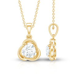 Round Shape Lab Grown Diamond Solitaire Flower Pendant