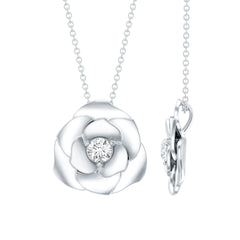 Certified Lab Grown Diamond Rose Pendant Necklace