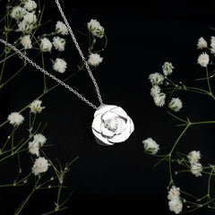 Certified Lab Grown Diamond Rose Pendant Necklace