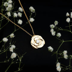 Certified Lab Grown Diamond Rose Pendant Necklace
