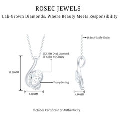 Certified Oval Shape Lab Grown Diamond Designer Necklace