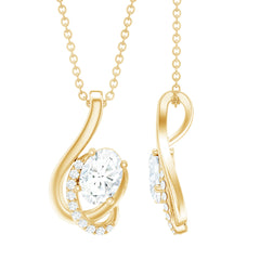Certified Oval Shape Lab Grown Diamond Designer Necklace