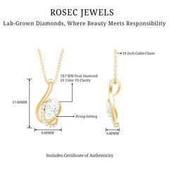 Certified Oval Shape Lab Grown Diamond Designer Necklace