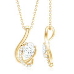 Certified Oval Shape Lab Grown Diamond Designer Necklace