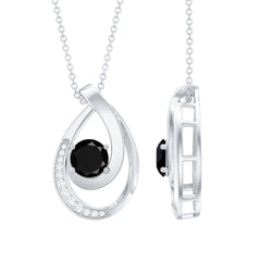 Certified Lab Grown Black and White Diamond Teardrop Necklace