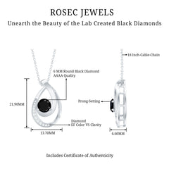 Certified Lab Grown Black and White Diamond Teardrop Necklace
