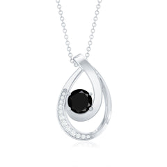 Certified Lab Grown Black and White Diamond Teardrop Necklace