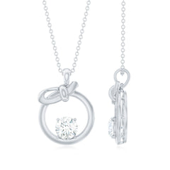 Round Lab Grown Diamond Open Circle Necklace with Bow