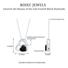 2.4 Carat Heart Lab Grown Black Diamond Solitaire Necklace