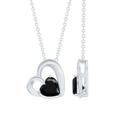 2.4 Carat Heart Lab Grown Black Diamond Solitaire Necklace