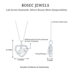 Certified Lab Grown Diamond Solitaire Heart Pendant