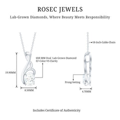 Certified Oval Lab Grown Diamond Solitaire Pendant Necklace