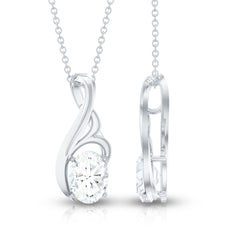 Certified Oval Lab Grown Diamond Solitaire Pendant Necklace