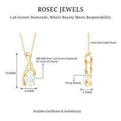 Certified Oval Lab Grown Diamond Solitaire Pendant Necklace