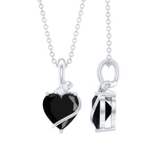 2.4 Carat Heart Lab Grown Black and White Diamond Solitaire Necklace