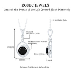 Certified 2 Carat Lab Grown Black and White Diamond Drop Necklace