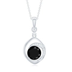 Certified 2 Carat Lab Grown Black and White Diamond Drop Necklace
