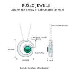 Lab Grown Emerald Solitaire Pendant Necklace