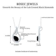 Pear Shape Lab Grown Black Diamond Designer Necklace For Women