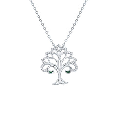 Certified Cubic Zirconia Tree of Life Necklace in Sterling Silver