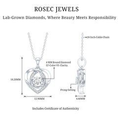 Certified Lab Grown Diamond Heart Pendant Necklace