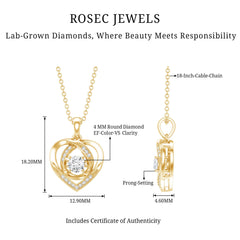 Certified Lab Grown Diamond Heart Pendant Necklace