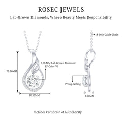 Certified Round Lab Grown Diamond Designer Pendant Necklace