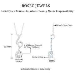 Certified Lab Grown Diamond Solitaire Wedding Necklace