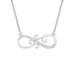 Vintage Style CZ Diamond Infinity Necklace in Sterling Silver