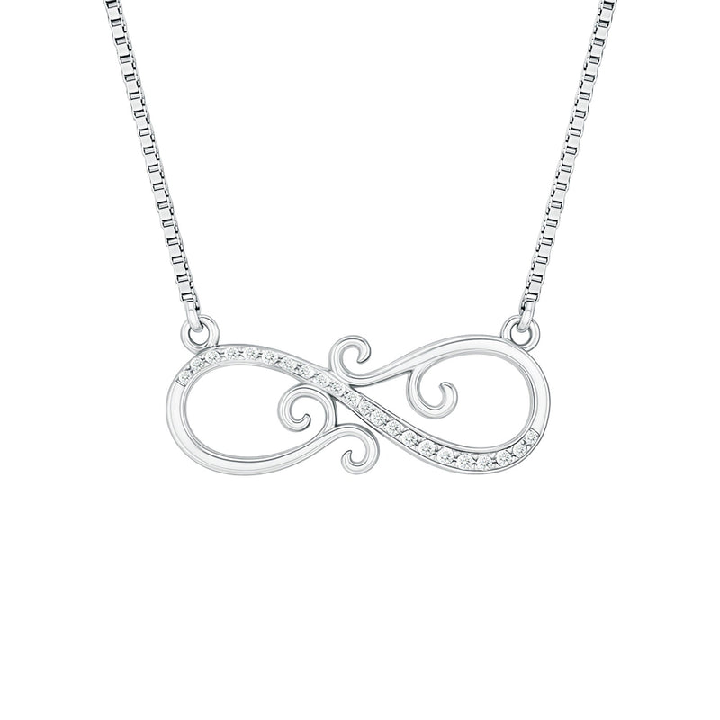 Vintage Style CZ Diamond Infinity Necklace in Sterling Silver