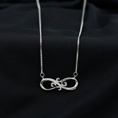 Vintage Style CZ Diamond Infinity Necklace in Sterling Silver