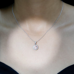 Natural 2 Carat Peach Morganite Solitaire Necklace With Silver Chain