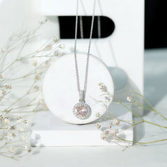 Natural 2 Carat Peach Morganite Solitaire Necklace With Silver Chain