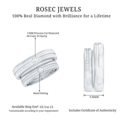 Real Diamond Couple Wedding Band Set
