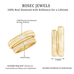 Real Diamond Couple Wedding Band Set