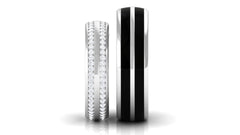 Diamond Couple Band Ring Set with Black Enamel