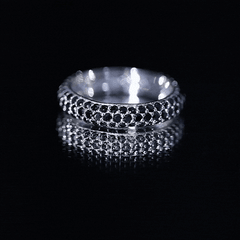2 CT Lab Created Black Diamond Three Row Full Eternity Ring