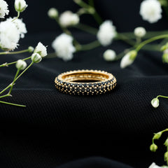 2 CT Lab Created Black Diamond Three Row Full Eternity Ring