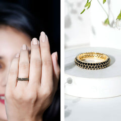 2 CT Lab Created Black Diamond Three Row Full Eternity Ring