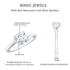Certified Solitaire Moissanite Bypass Engagement Ring