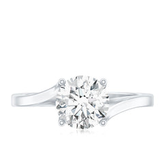 Certified Solitaire Moissanite Bypass Engagement Ring