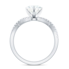 Heart Shape Moissanite Crossover Engagement Ring for Her