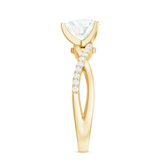 Heart Shape Moissanite Crossover Engagement Ring for Her