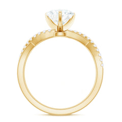 Heart Shape Moissanite Crossover Engagement Ring for Her