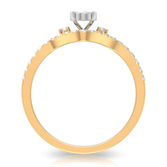 Diamond Bypass Engagement Ring Set with Shadow Band