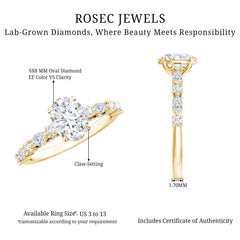 Oval Moissanite Solitaire Engagement Ring in Claw Setting