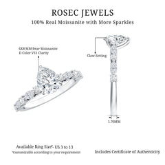 Solitaire Moissanite Teardrop Engagement Ring with Surprise Band