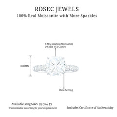 Cushion Cut Moissanite Solitaire Engagement Ring for Women
