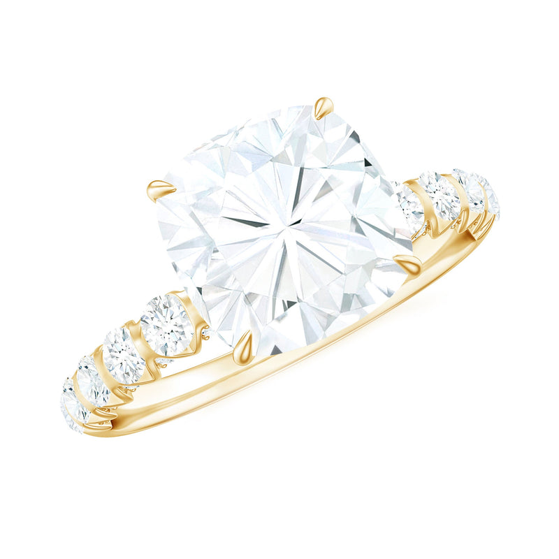 Cushion Cut Moissanite Solitaire Engagement Ring for Women